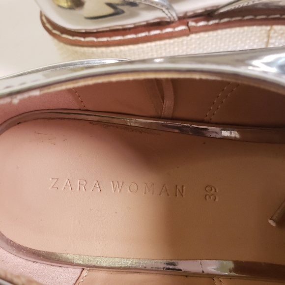 Zara Woman Derby Silver Platform Shoes 39 - Picture 3 of 13